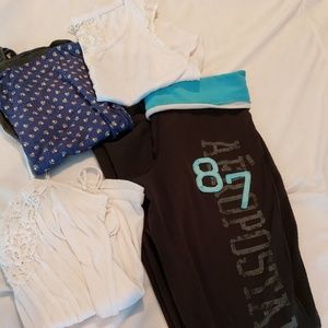 3 pc Aeropostale tanks and free yoga pants
